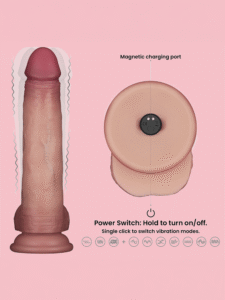 Fredy - Dildo Vibrator cu Piele Glisantă și Telecomandă 21 cm