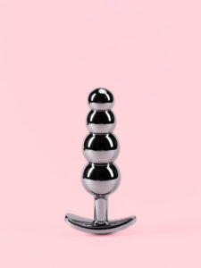 Butt Plug din Aluminiu cu Bile Gradate și Bază Detașabilă - 3 Mărimi