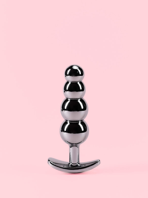 Butt Plug din Aluminiu cu Bile Gradate și Bază Detașabilă - 3 Mărimi