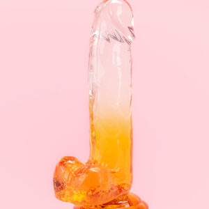 Dildo Portocaliu Transparent 18 cm