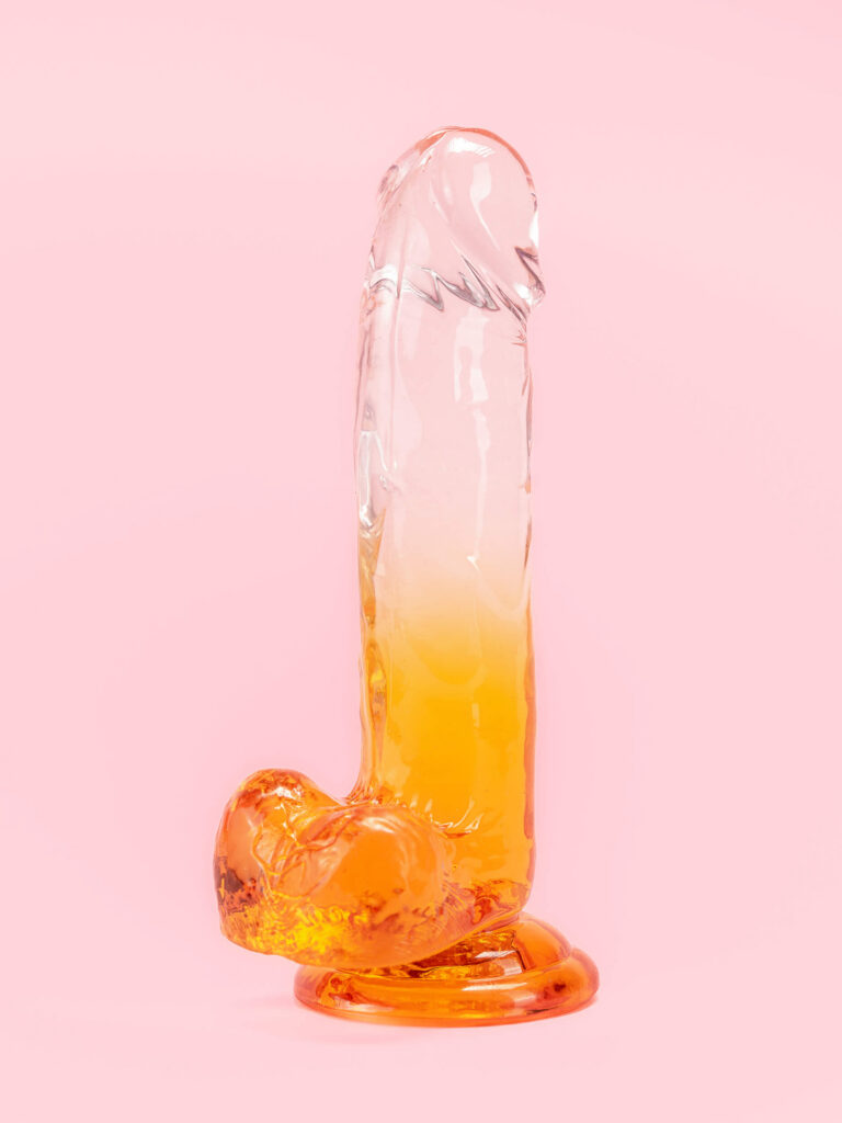 Dildo Portocaliu Transparent 18 cm