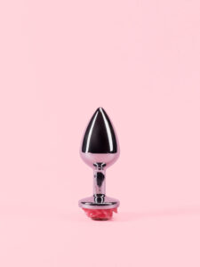 Butt Plug Argintiu din Metal cu Trandafir