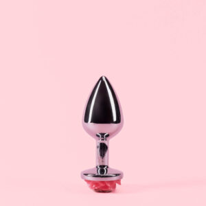 Butt Plug Argintiu din Metal cu Trandafir