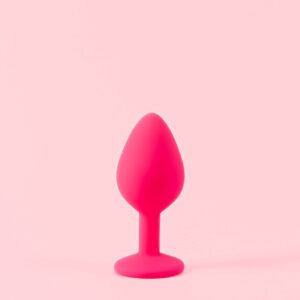 Butt Plug din Silicon Roz cu Piatra