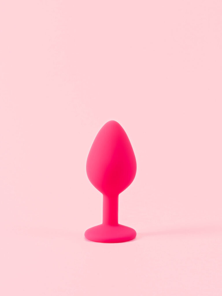 Butt Plug din Silicon Roz cu Piatra