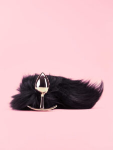 Golden Butt Plug cu Coada Neagra