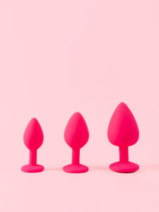 Butt Plug din Silicon Roz cu Piatra