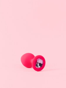 Butt Plug din Silicon Roz cu Piatra