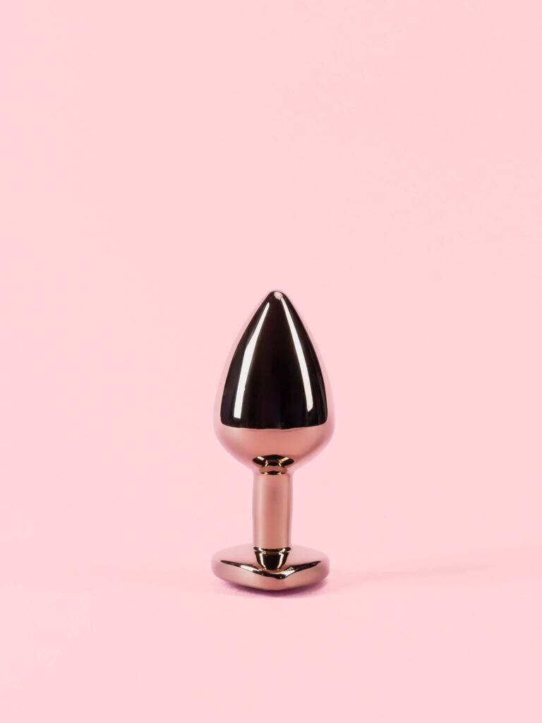 Dop Anal din Metal Rose Gold cu Piatra Inima