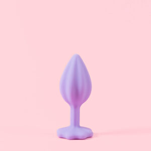 Butt Plug din Silicon Mov cu Piatra Floare