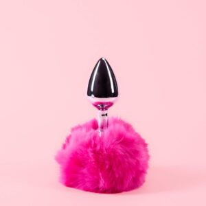 Bunny Butt Plug din Metal cu Pompon Pufos