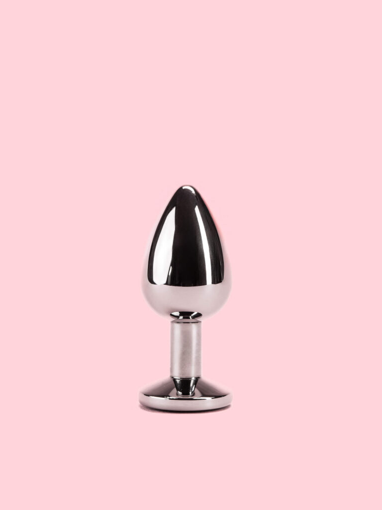 Butt Plug Greu din Metal cu Piatra Rotunda 3 Marimi