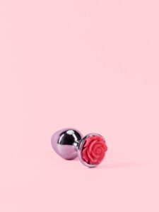Butt Plug Argintiu din Metal cu Trandafir