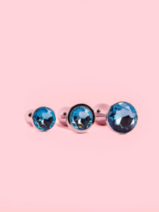 Set Long Metal Butt Plugs cu Diamant
