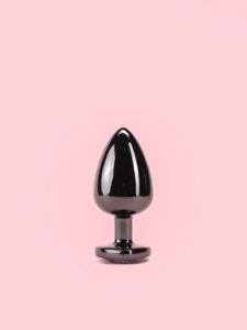 Black Heart Butt Plug cu Diamant 3 Marimi
