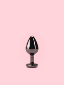 Black Heart Butt Plug cu Diamant 3 Marimi