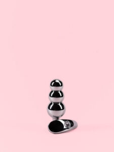 Butt Plug din Aluminiu cu Bile Gradate și Bază Detașabilă - 3 Mărimi