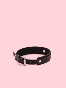 Choker din Piele Simplu cu Inel