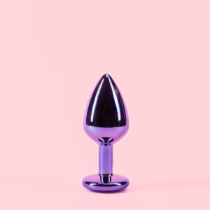 Butt Plug Metal Lucios Mov cu Cristal