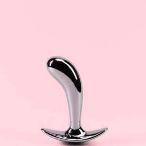 Butt Plug din Metal Curbat cu Opritor Ergonomic