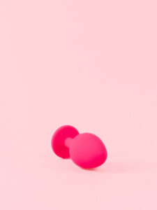 Butt Plug din Silicon Roz cu Piatra