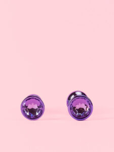 Butt Plug Metal Lucios Mov cu Cristal