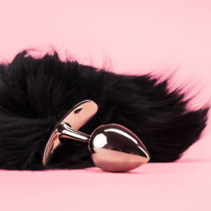 Golden Butt Plug cu Coada Neagra