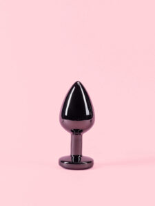 Butt Plug din Metal Negru cu Piatra