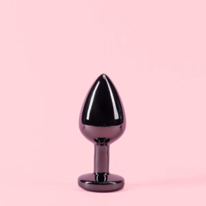 Butt Plug din Metal Negru cu Piatra