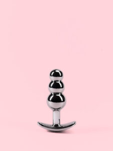 Butt Plug din Aluminiu cu Bile Gradate și Bază Detașabilă - 3 Mărimi
