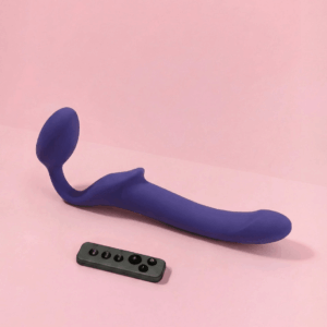 Strap-On Vibrator Flexibil cu Telecomandă Mov