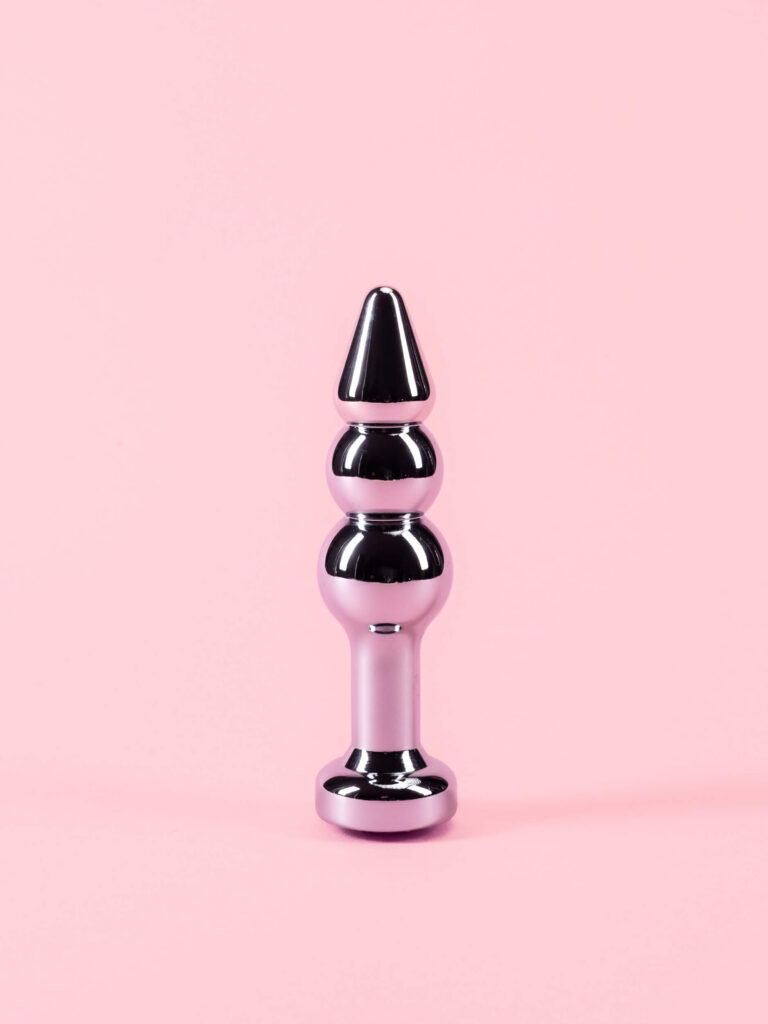 Butt Plug Argintiu din Metal cu Spirala