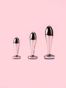 Set Long Metal Butt Plugs cu Diamant
