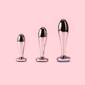 Set Long Metal Butt Plugs cu Diamant