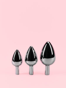 Butt Plug din Metal cu Bază de Silicon Detașabilă - 3 Mărimi