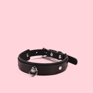 Choker din Piele Simplu cu Inel