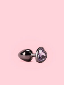 Black Heart Butt Plug cu Diamant 3 Marimi