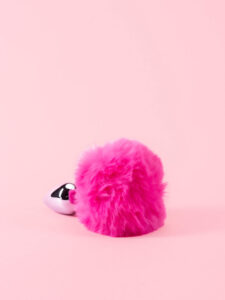 Bunny Butt Plug din Metal cu Pompon Pufos