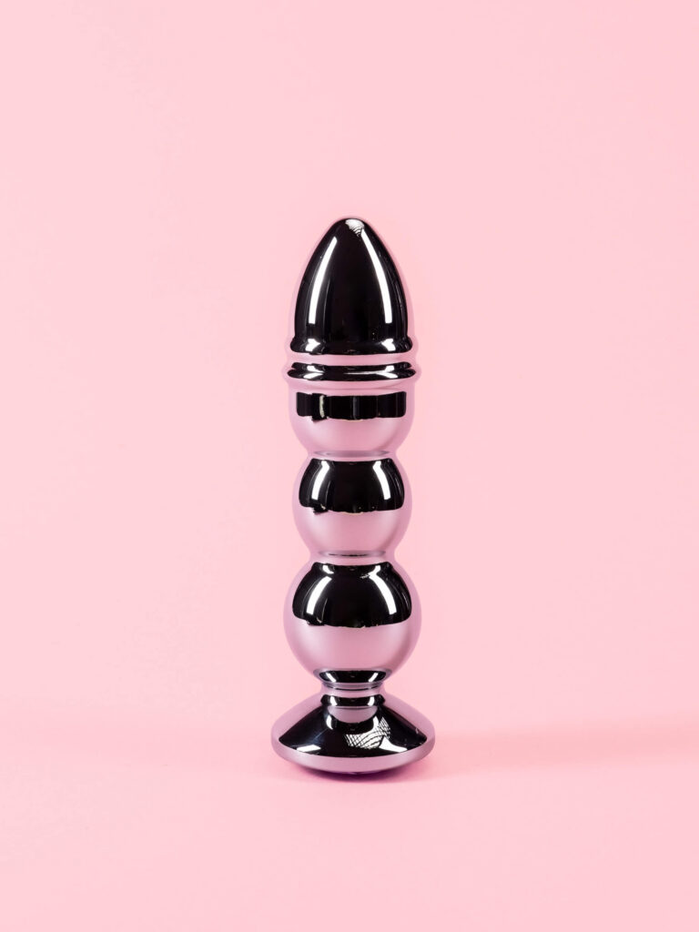 Butt Plug Argintiu XL din Metal Spiralat